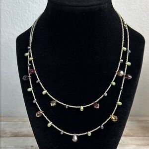 Multicolor Crystal and Freshwater Pearl Beaded Necklace
